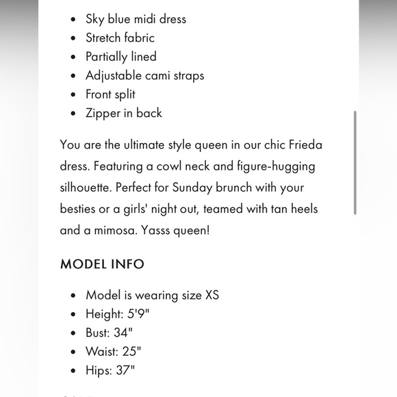 FRIEDA COWL NECK FRONT SPLIT MIDI DRESS SKY BLUE - Picture 3 of 5